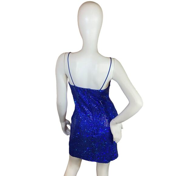 80’s Vintage Disco Blue Sequin Mini Dress by L.A. Glo - Picture 3 of 7